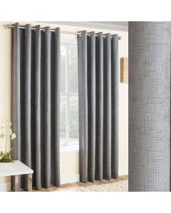 Enhanced Living Vogue Eyelet Blockout Thermal One Pair Curtains Grey Polyester 117cm W x 183cm D