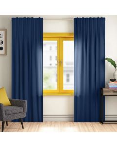 House Additions Blacky Pencil Pleat Curtain with Blackout Function Opaque Blue 225 x 140 cm