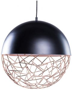 Beliani Padma 1-Light Globe Ceiling Pendant Metal Framework Black and  Copper